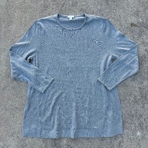 J. Jill Long Sleeve Crew Neck Knit Sweater Grey Women's Large Petite